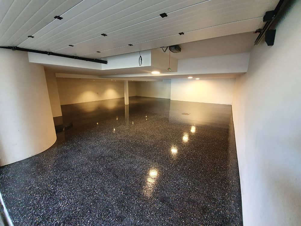 polished concrete flooring in garage